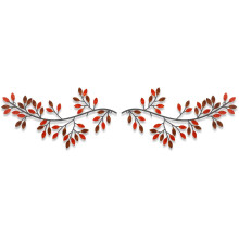 Decorazione da parete in metallo a forma di foglia d'albero, ramo d'ulivo vintage (2 pezzi)