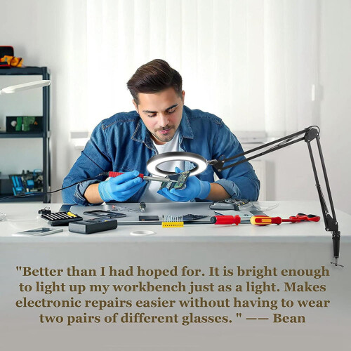 LED Desk Lamp with Magnifier and Adjustable Light, 3 Color 1