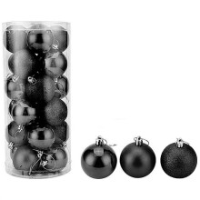 Christmas Ball Pendant Black 40mm Shatterproof Ornament Set