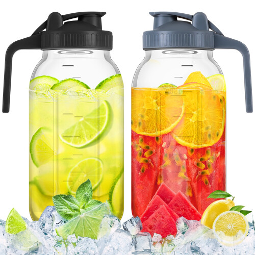 Luniquz vattenkanna i glas, 64 oz, 2-pack