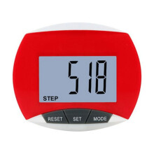 Podómetro de bolsillo con pantalla LCD para pasos y calorías.
