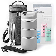 Stainless Steel 3-Tier Insulated Lunch Box 43 oz Green