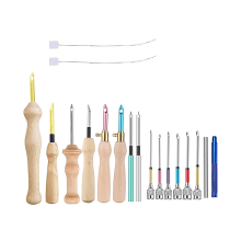 Punch Needle Embroidery Kit Wooden Handle 17 Pieces