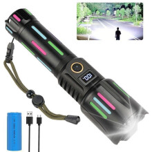 Lampe torche LED rechargeable - PROCHOSEN - Lampe torche LED - 800Â 000 lm - Batterie USB 5Â 000 mAh - 5 modes de zoom