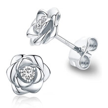 LNGOOR rozenbloem oorknopjes van sterling zilver