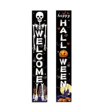 Halloween door curtain banner with pumpkin ghost skeleton 1
