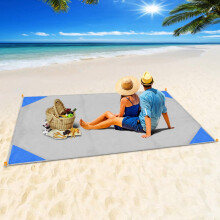 LNGOOR sand-free beach blanket waterproof gray blue 79x55