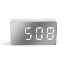 Relógio digital LED com visor de temperatura branco