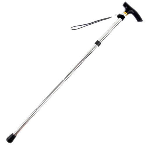 Baston telescopic de drumeție cu mâner căptușit, argintiu