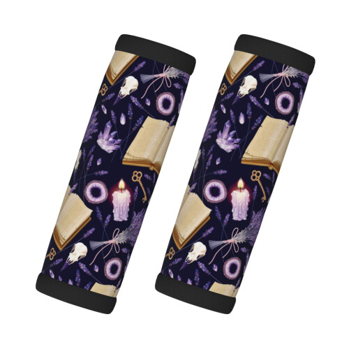 Luggage Handle Wraps Lavender Flowers Skull 2 pcs