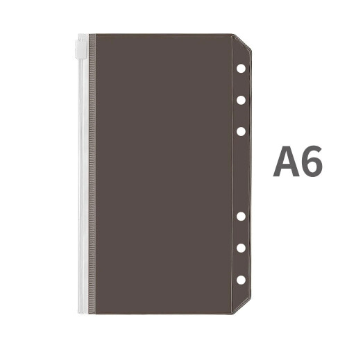 A6-ringbind med PVC-lynlåslommer til notesbog med 6 ringe