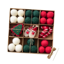 Felt Christmas Balls Dark Green DIY Craft Pendants
