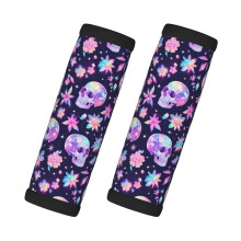 Luggage Handle Wraps Crystal Skull Flower 2 Pcs