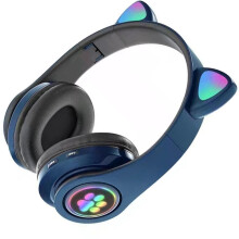 Kids Cat Ear Headphones Bluetooth 5.0 with Mic Blue