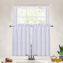 Tier Curtains Waffle Weave White 30 in x 24 in Set of 2