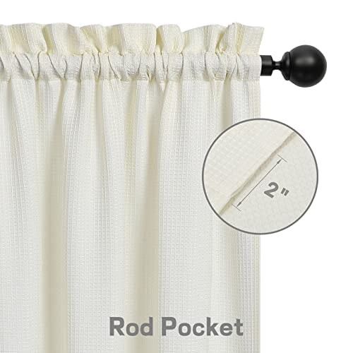 Waffle Weave Curtain Valance 60" x 15" White One Panel
