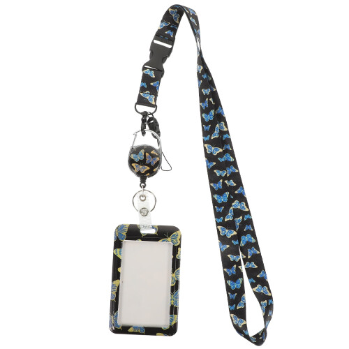 Porte-badge avec cordon à motif papillon (1 pièce)