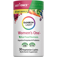 Rainbow Light Vrouwen Multivitamine One + | 30 Tabletten | Echte Voedingsstoffen, Spijsverteringsenzymen & Probiotica