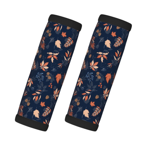 Luggage Handle Wraps Autumn Leaves Blue 2 Pcs