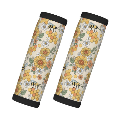 Luggage Handle Wraps Hippie Bee Honeycomb 2 Pcs