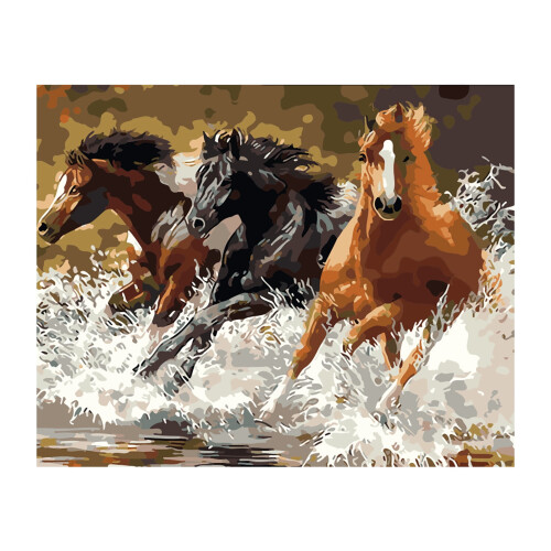 Three Galloping Horses Digital Oil Painting Kit