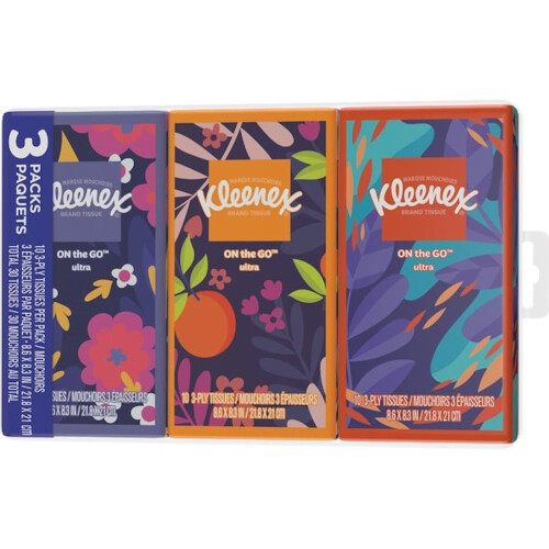 Kleenex KLEENEX Go Pack Taschentücher, 3 Stück