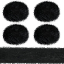 Faux Fur Fabric Roll Black 2 in x 7.92 ft 4 pcs