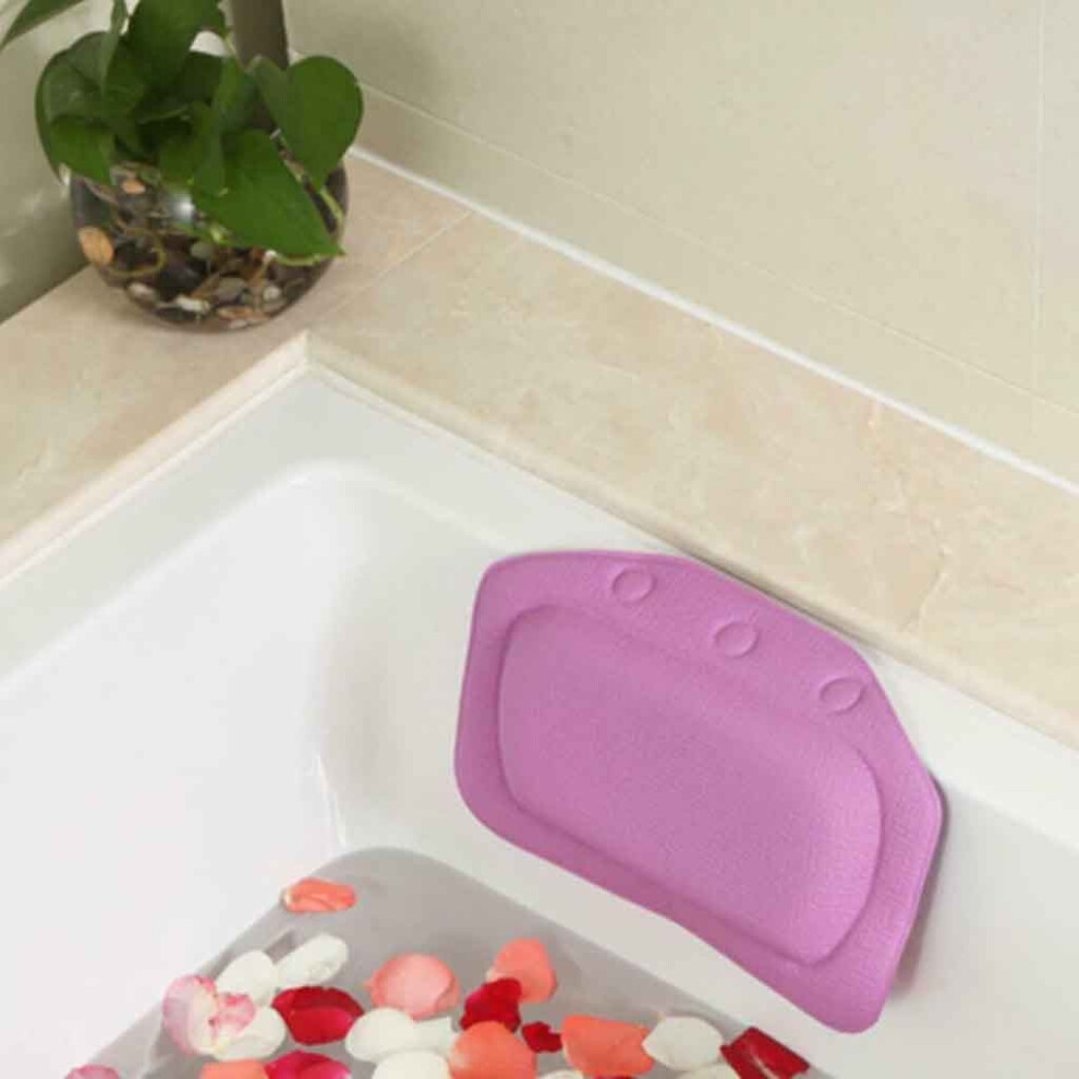 Spa Bath Pillow with Suction Cups for Bathtub Purple