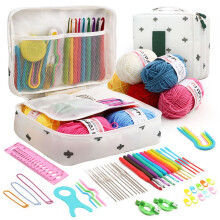 Mojoyce crochet kit storage bag with 5 wool sets for cactus