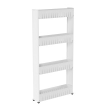 Chariot de Rangement Ă 4 Niveaux - Chariot Ă Roulettes en Plastique pour Bureau, Dortoir, Chambre, Salle de Bain et Buanderie