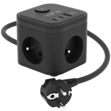 KERG SMART – 3-SOCKET POWER STRIP + USB-A+USB-C CHARGER 1.5M 31.5MM2 H05VV-F 16A/250V