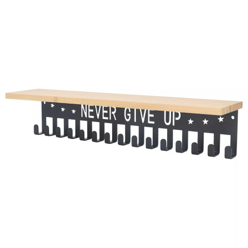 Metal Award Display Shelf Bamboo Wall-Mounted Trophy Shelf
