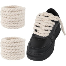 Tutuviw round cotton shoelaces beige 1 pair