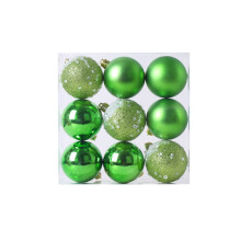 Taotanxi Christmas ball ornaments green glitter 60mm 9 pcs