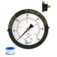 Water Pressure Gauge 60 psi Dual Display 2 pcs Brass 1/4"