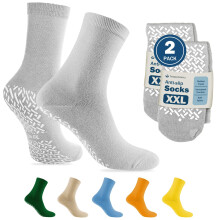 TenderGentle Krankenhaus Socken mit Griffen für Männer und Frauen - 2 Paar graue XXL Anti-Rutsch-Socken für Senioren