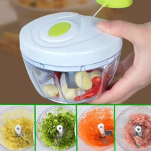 Handmatige hakmolen voor fruit, groenten, vlees en andere voedingsmiddelen; mixer, blender en klopper met 3 roestvrijstalen messen. Keu
