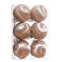 Taotanxi Christmas Tree Ornaments Velvet Balls Gold 6 pcs