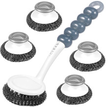 Lot de 5 éponges à récurer en acier inoxydable - Tampons à récurer pour la vaisselle, les casseroles, les poêles, les fours et le nettoyage des