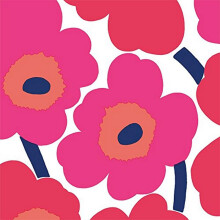 Serviettes Cocktail IHR Ideal Home Range Marimekko 3-Plis 5" x 5", Unikko (Rouge), 20 unités