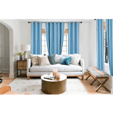 Faux Silk Light Blue Blackout Curtain Panel 63 in