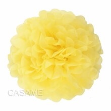 Paper pompoms for wedding and party decor light yellow