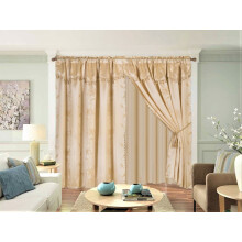 Gold Faux Silk Floral Curtains 8-Piece Set 120 in W x 84 in