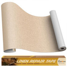 Cahomo Leinentape 16x79 Zoll, Selbstklebende Stoffflicken, Reparaturset für Möbel