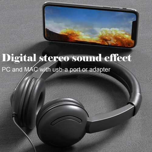 Gaming Headset USB Wired Stereo with Mic for PC PS4