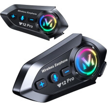 Interfono Bluetooth per casco da moto - Kit interfono per moto Bluetooth 5.4 Dual-Chip - 2x - Portata 500 m - IP56