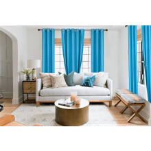 Faux Silk Turquoise Blackout Curtain Panel 63 in