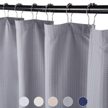 Cortina de ducha de microfibra repelente al agua, gris, 72 x 72 pulgadas.