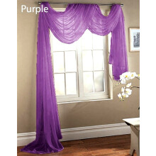 Purple sheer voile valance 37 x 216 inches