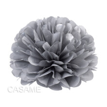 Paper pompoms for wedding and party decor silver 10cm to